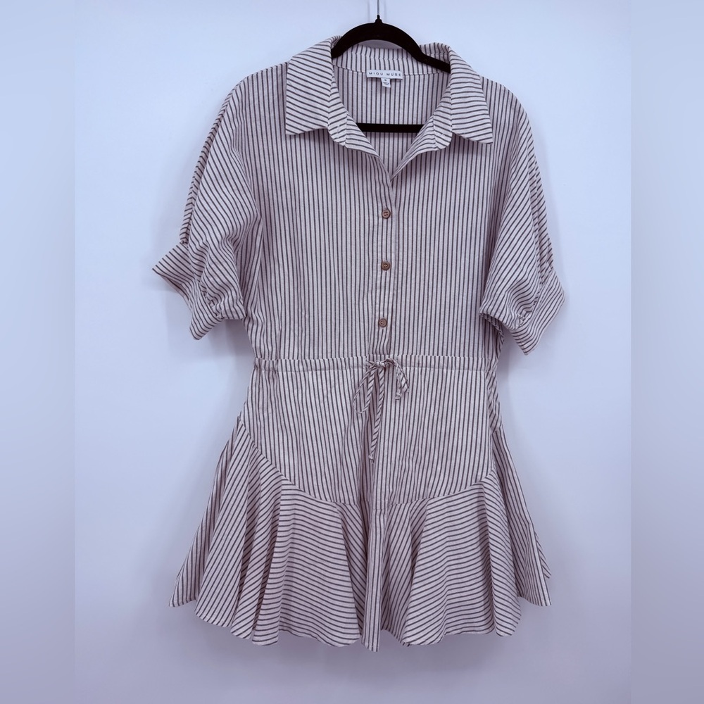 Miou Muse Striped Button Front Babydoll Dress Size S - Picture 2 of 7